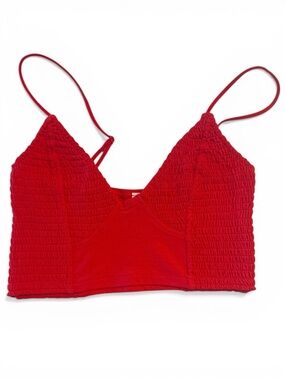ZENANA SMOCKED TRIANGLE BRALETTE IN RED, SIZE SMALL NWOT